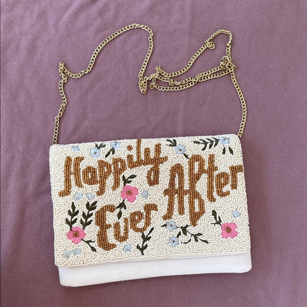 Embroidered White and Gold Women's Bag